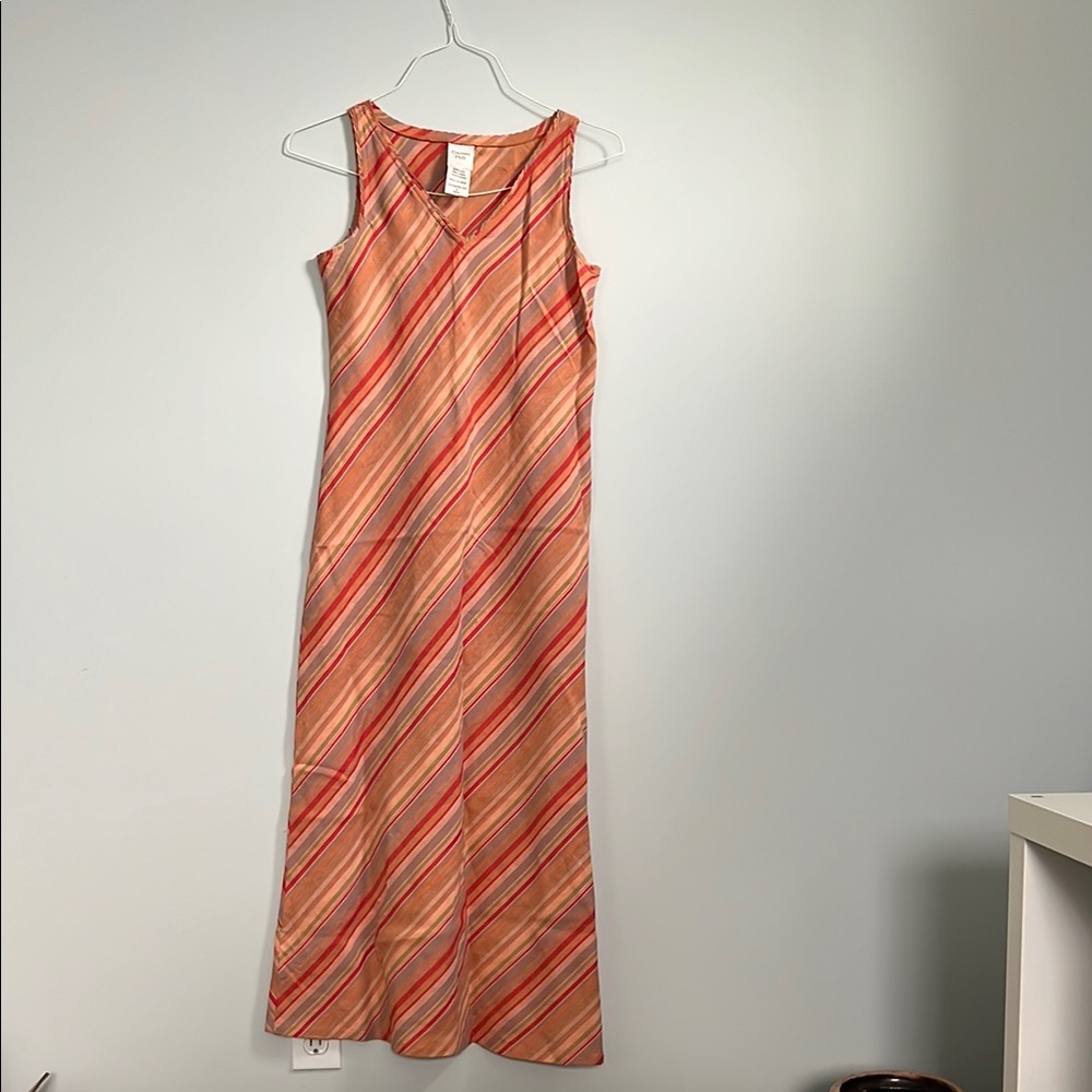Garnet Hill Sheath Maxi Dress in Orange and Pink